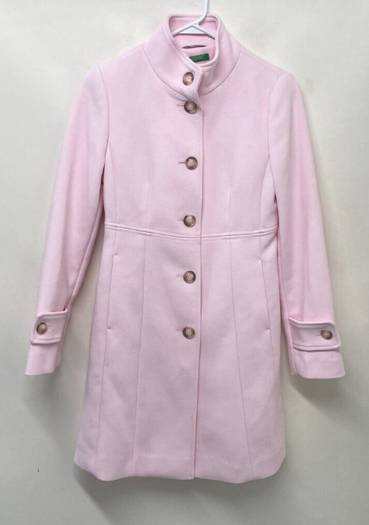 United Colors of Benetton Womens 2/38 Over Coat Baby Pink Trench Button Front