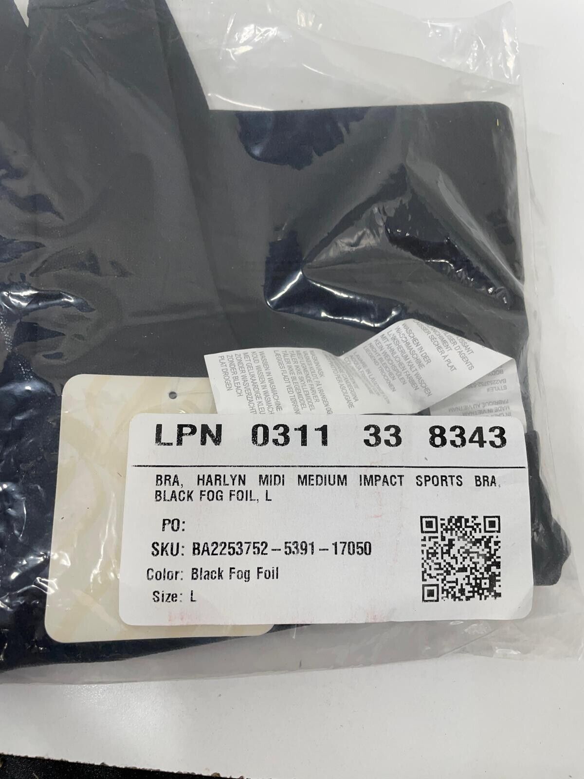 Fabletics Women's L Harlyn Medium Impact Sports Bra Black Fog Foil BA2253752