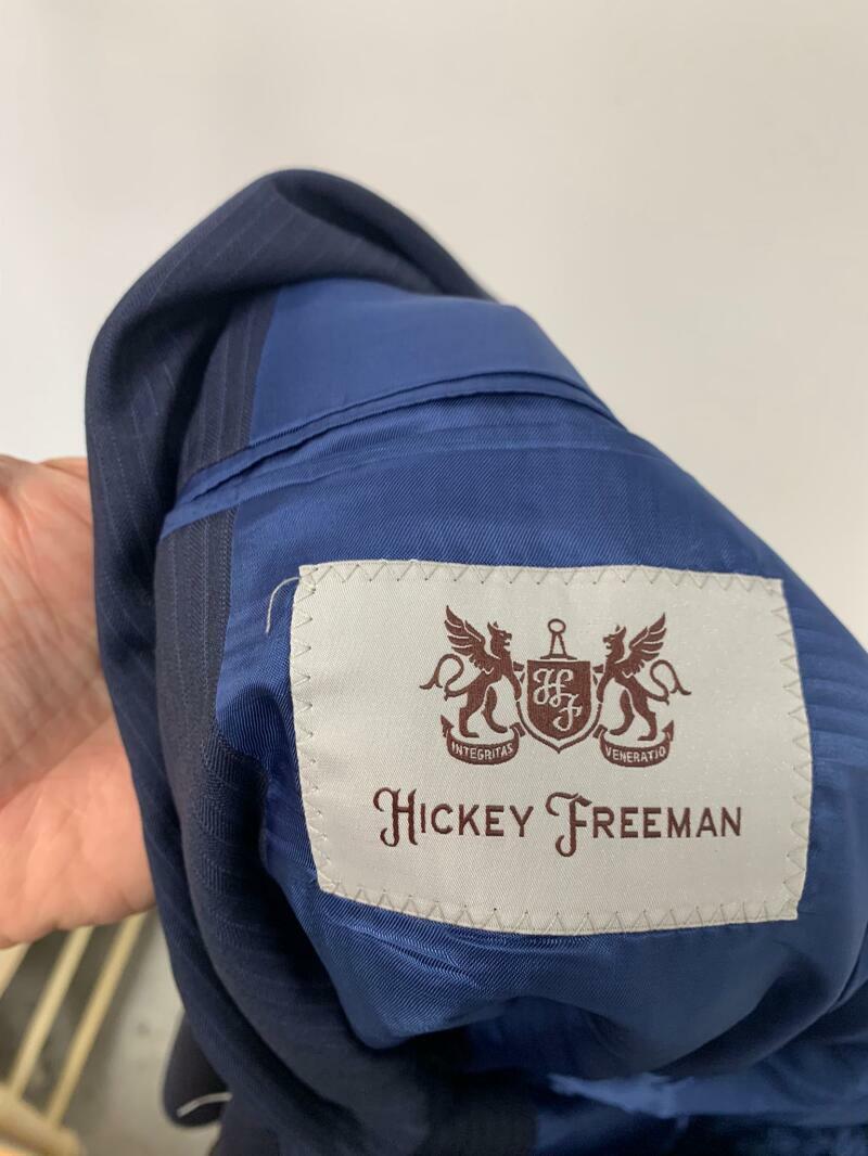 Hickey Freeman Mens 40R Navy Blue Pinstripe Milburn II Suit Jacket Blazer 42R