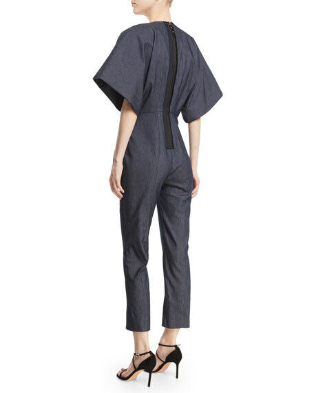 Cushnie Et Ochs Womens 4 Navy Kimono Sleeve Deep V Neck Jumpsuit $1595