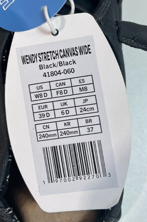 Hey Dude Women's 8D Wendy Stretch Canvas Wide Slip On Casual Shoes Black