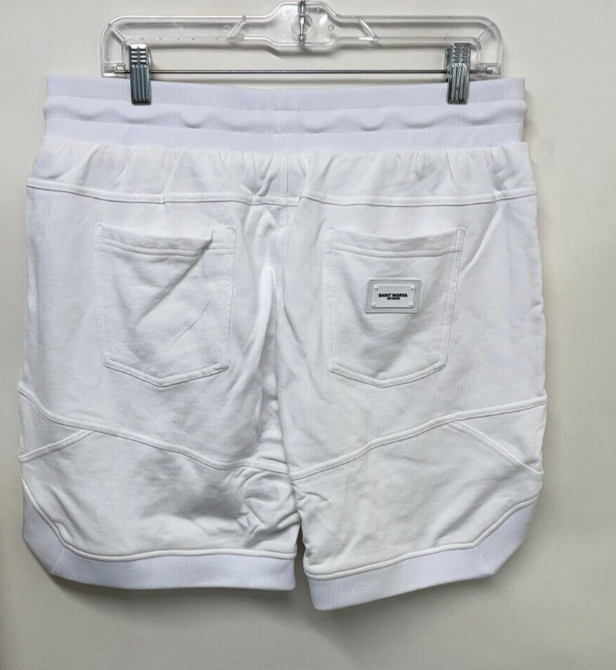 Saint Morta Men's L Annex Inset Basketball Shorts White Regular Fit Cotton Sweat