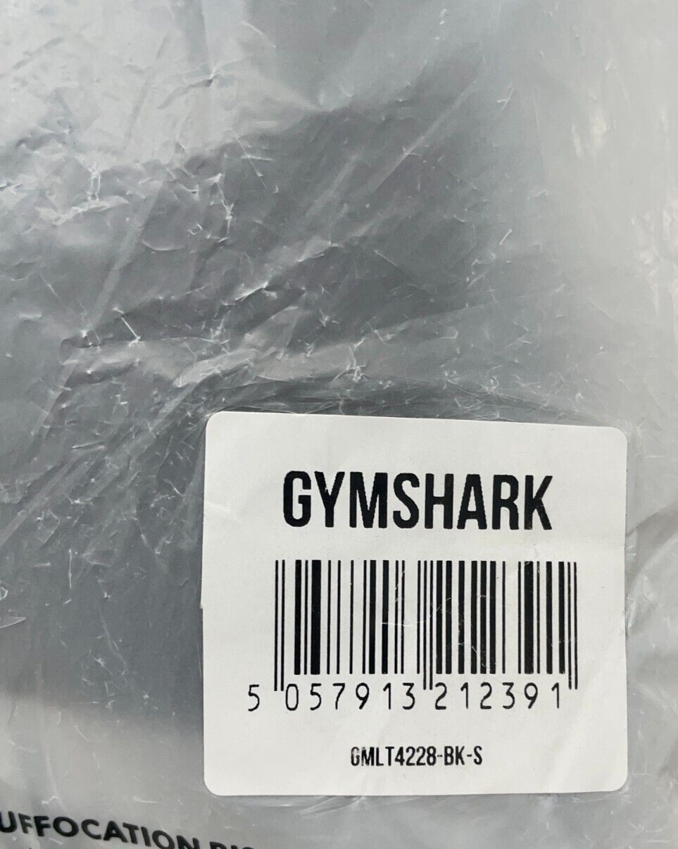 Gymshark Mens S Apollo Long Sleeve T-Shirt Black Crewneck Athletic Tee GMLT4228