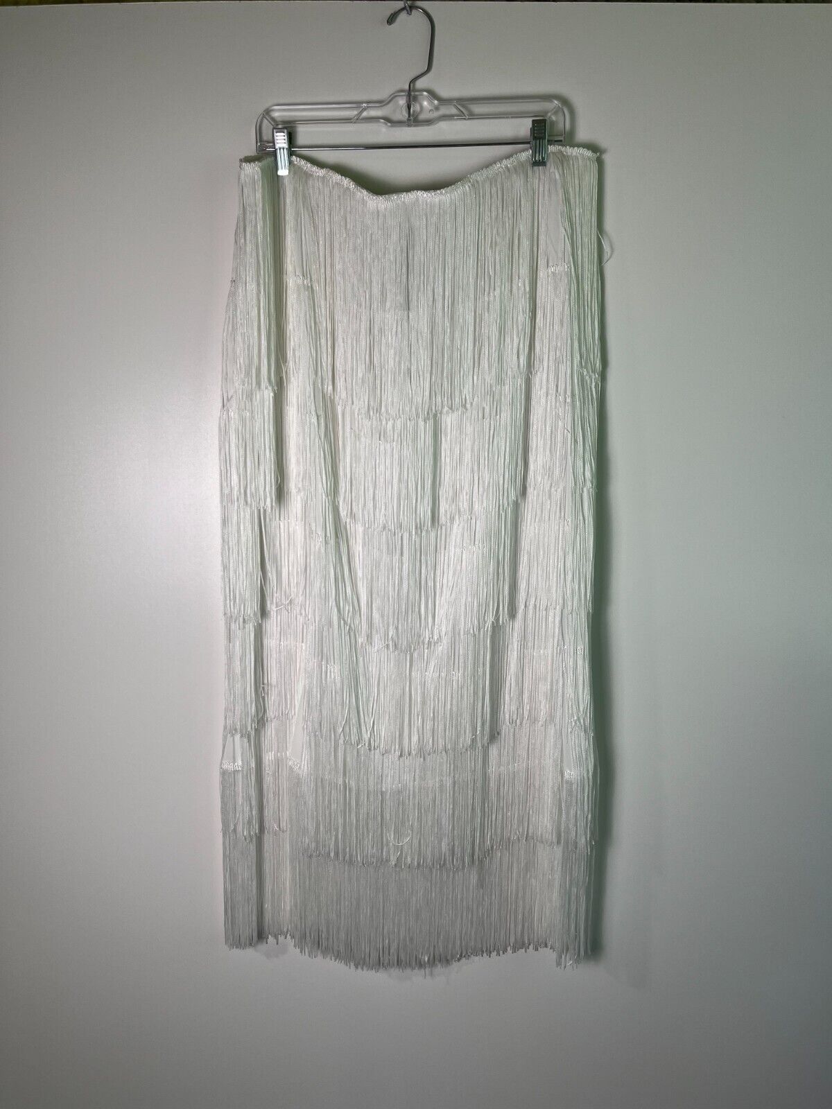 ShowPo Women's 16 Amalee Two-Piece Fringe Strapless Cop Top Midi Skirt Set White