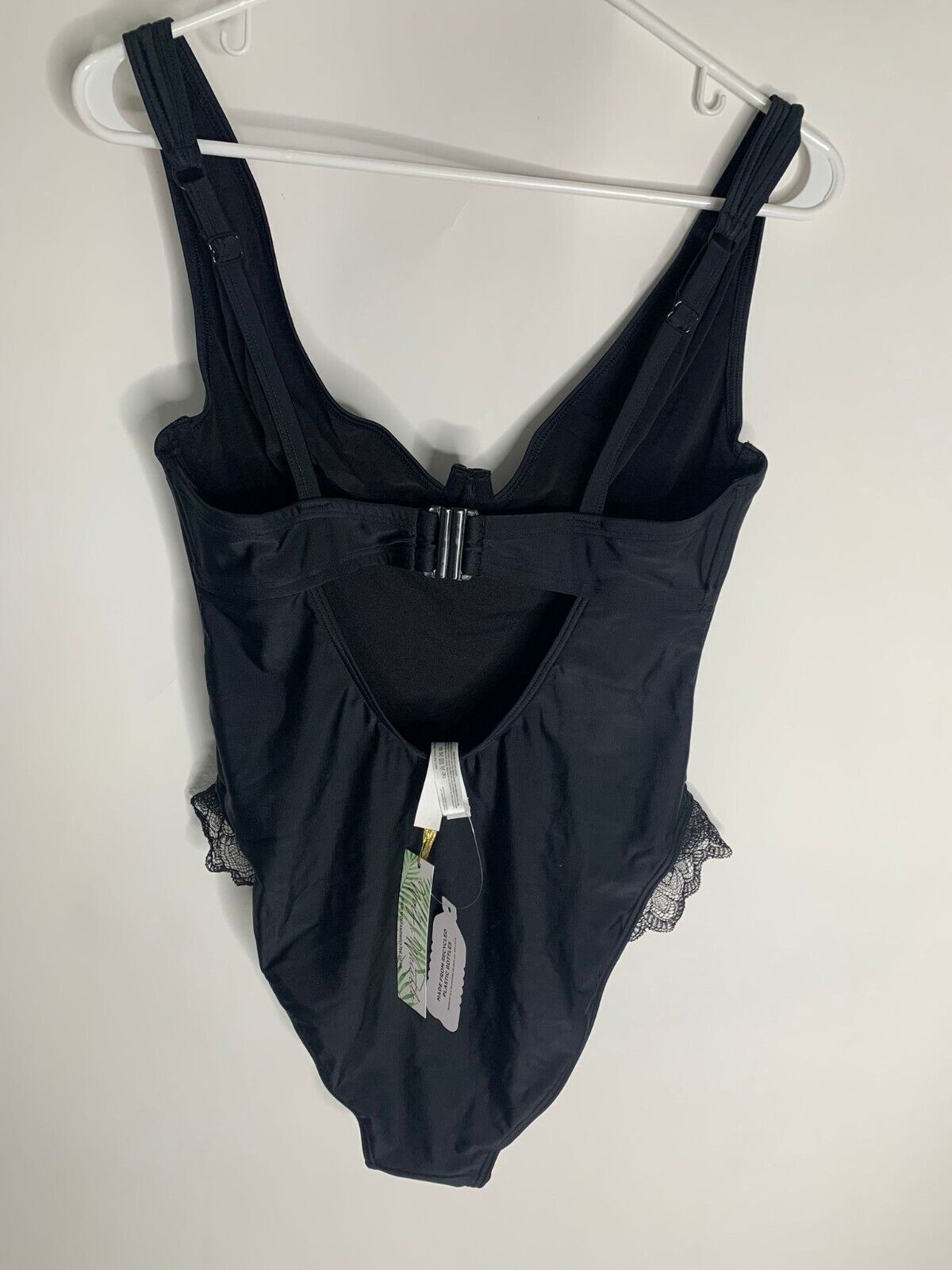 Wolf & Whistle Womens 34FF Black Fuller Bust Underwire Lace Swimsuit One Piece