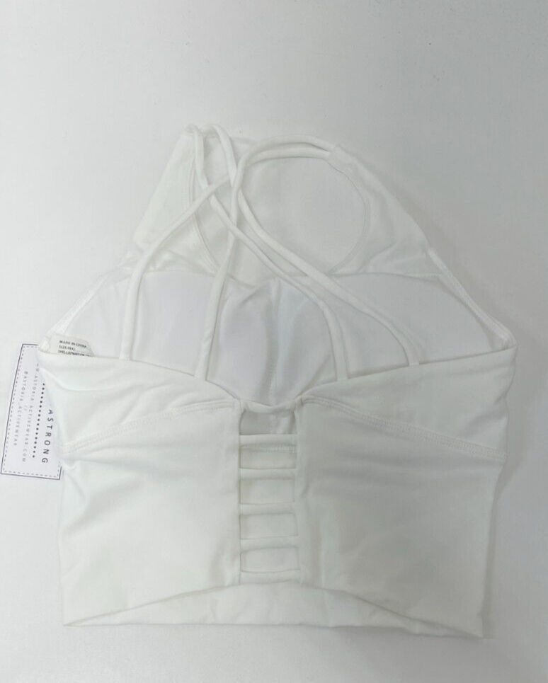 Astoria Activewear Womens S Strappy Sports Bra White Longline Seamless Sculpt