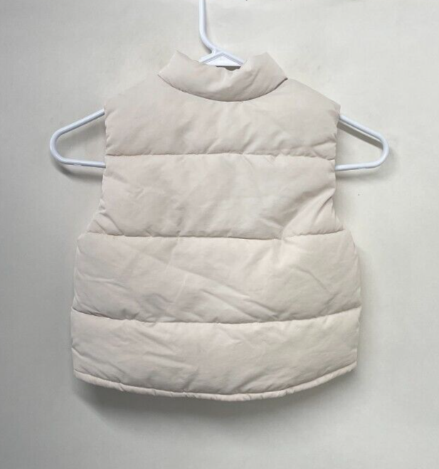 Zara Toddler 18M/24M Puffer Vest Ivory Stand Up Collar Full Zip Pockets
