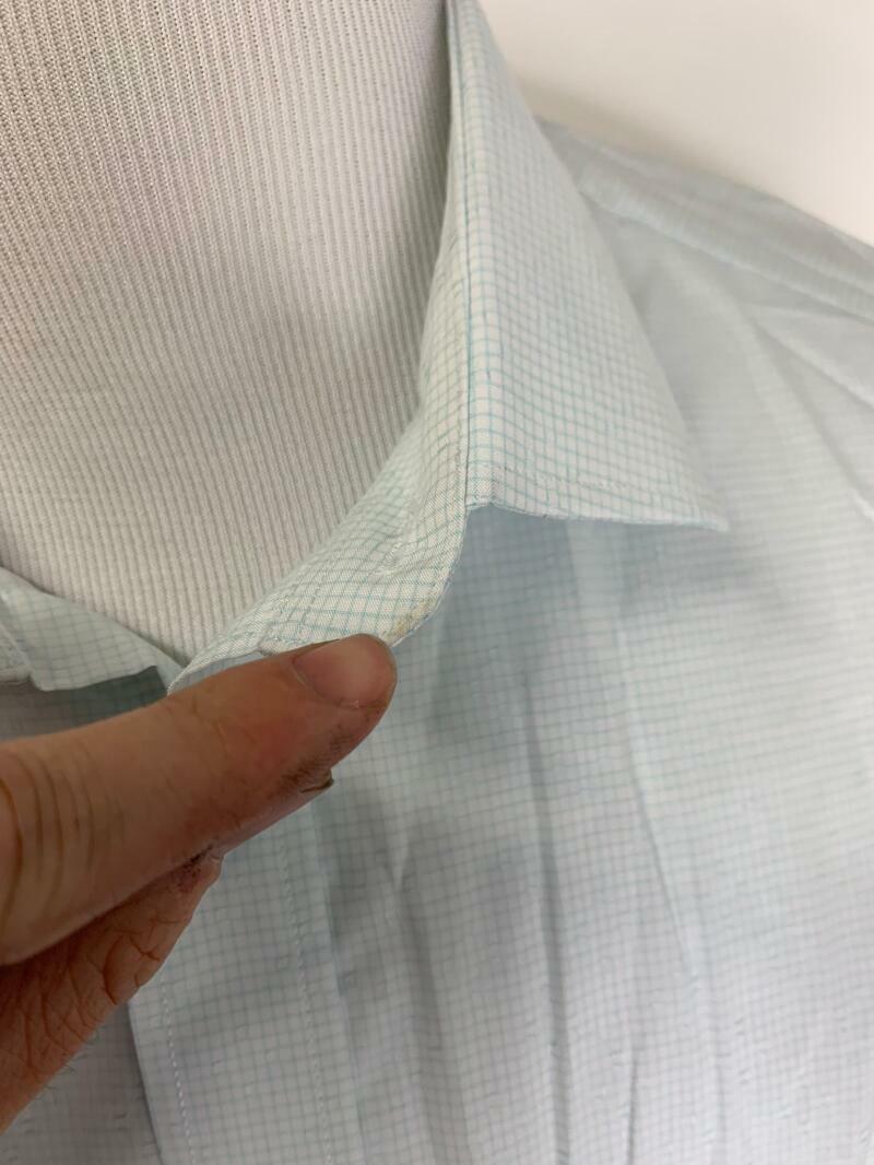Core Control Comfort C3 Mens 2XL Light Blue Grid Check Button Down Dress Shirt