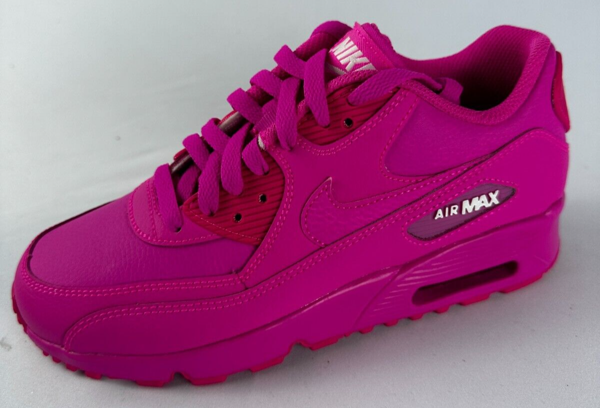 Nike Kids 4.5Y Air Max 90 LTR GS Laser Fuchsia Lifestyle Casual Shoes 833376 603
