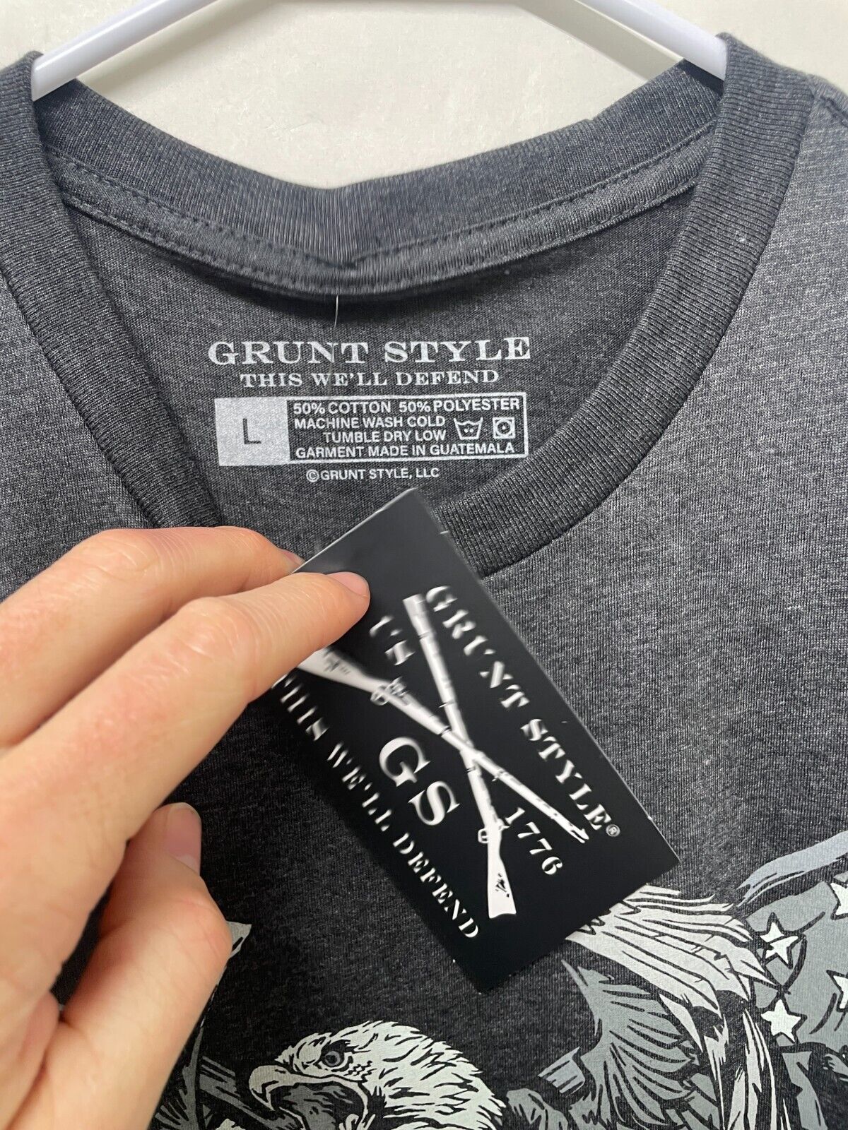 Grunt Style Mens L 2022 December Club Murican Eagle Gray Graphic Tee CGS1222
