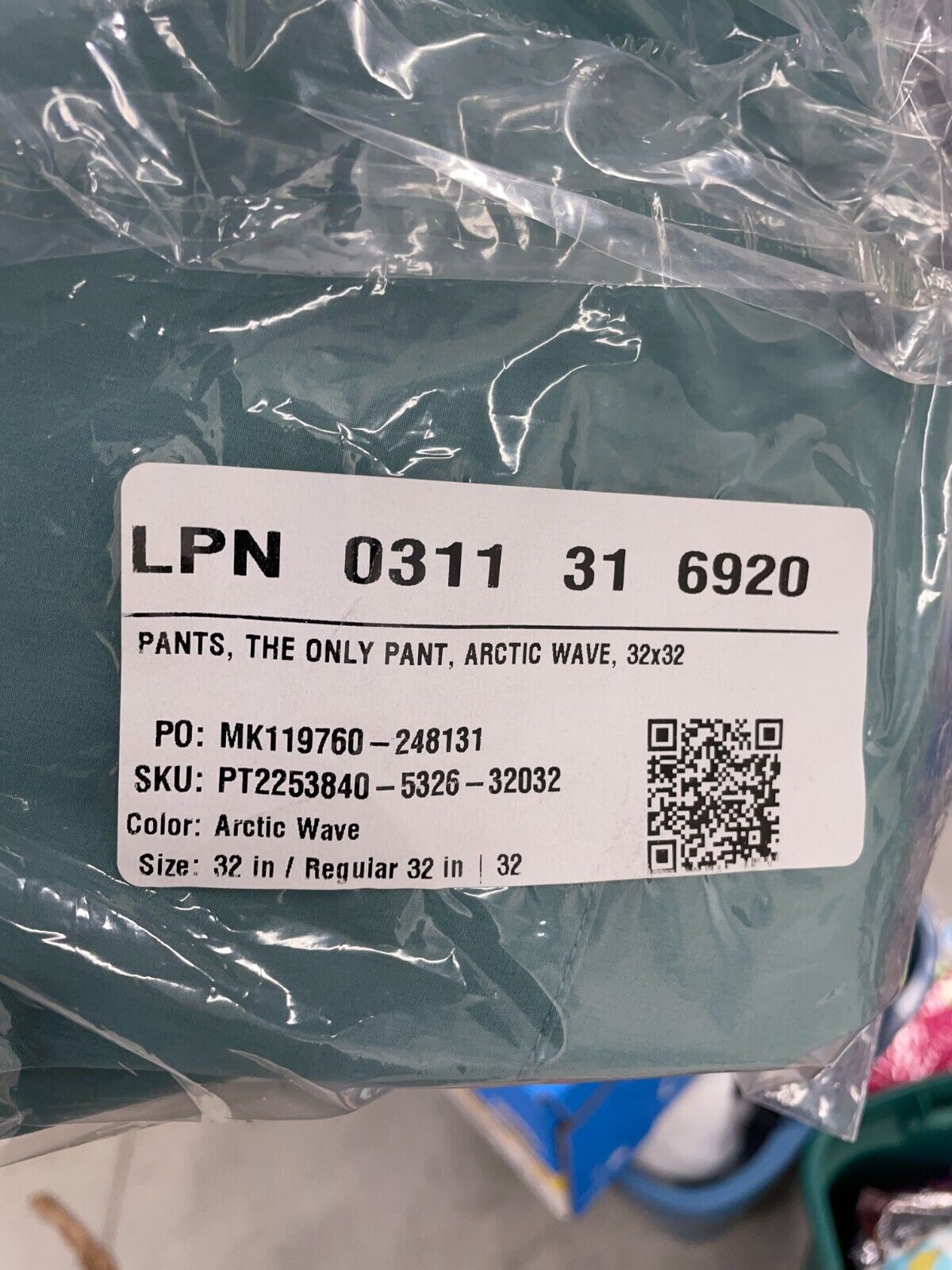 Fabletics Mens 32x32 The Only Pant Classic Fit Arctic Wave High Rise Flat Front