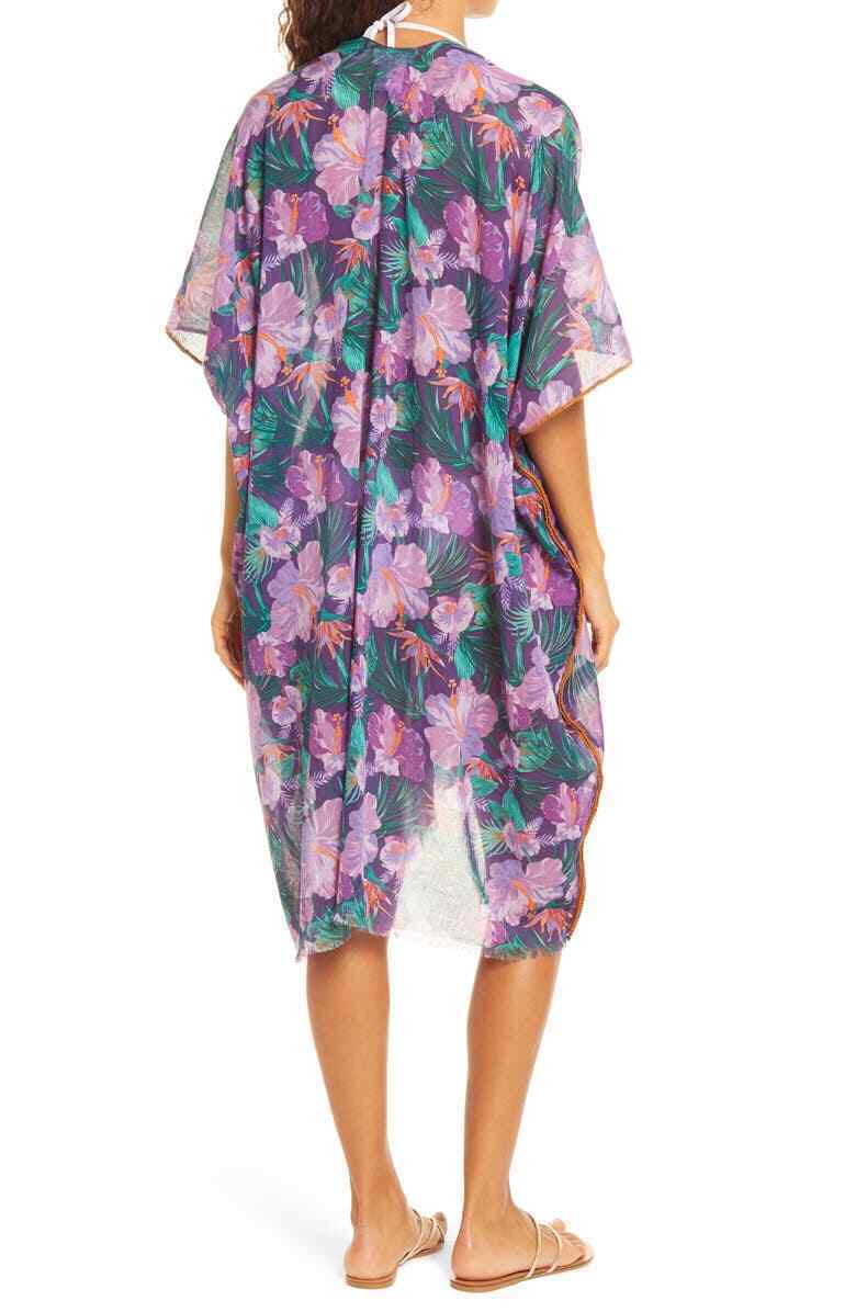 Pool to Party Womens Purple Lorelei Open Front Cover Up O/S Swim Subtle Luxury