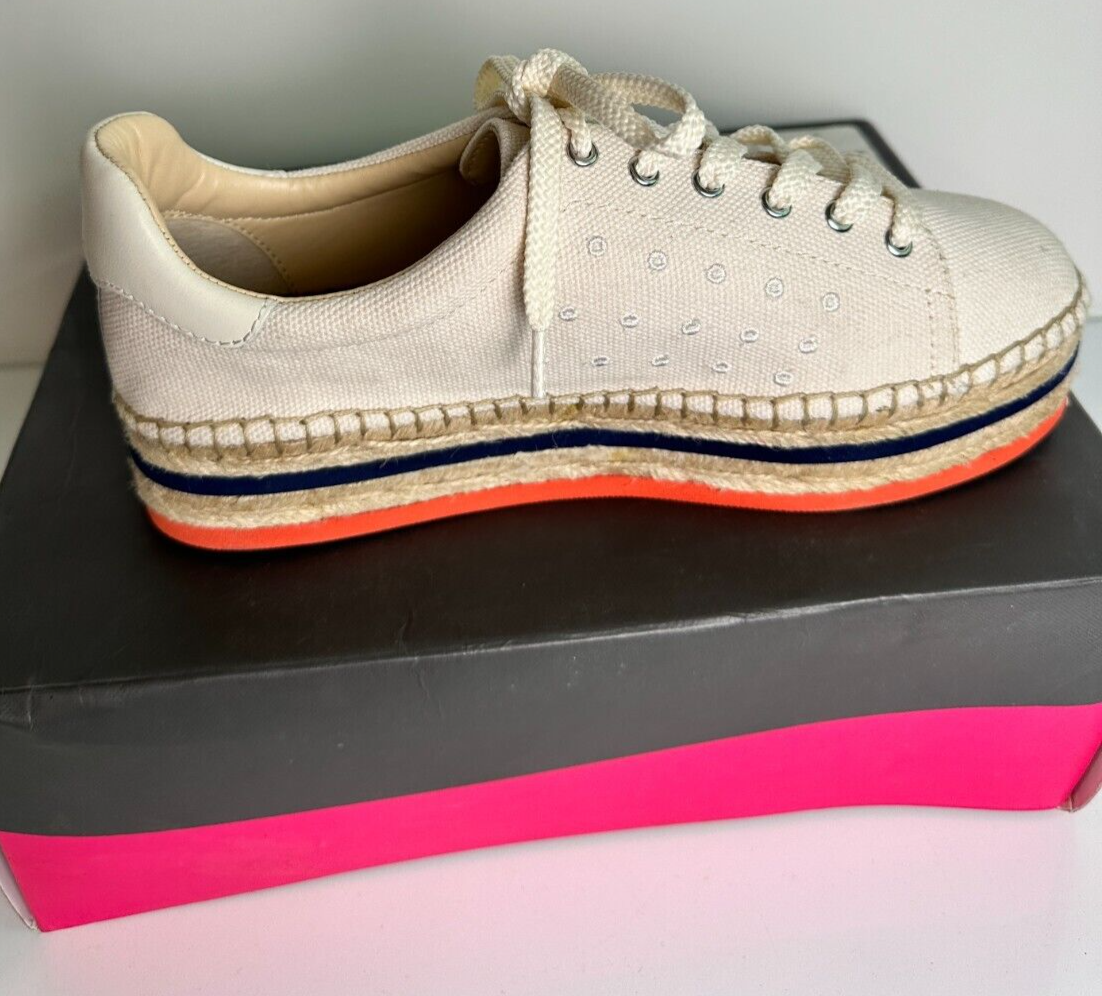 Vince Camuto Women's 7M Jannel Espadrille Platform Lace Up Sneaker Warm White