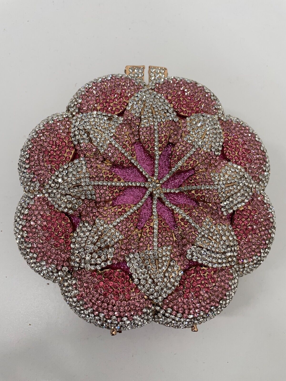Verano Hill Jeline Flower Clutch Bag Pink Elegant Rhinestones Embellishment