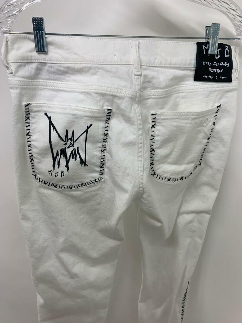 MJB Marc Jacques Burton Mens 33 White Black Crixus Jeans Denim Pants Skinny