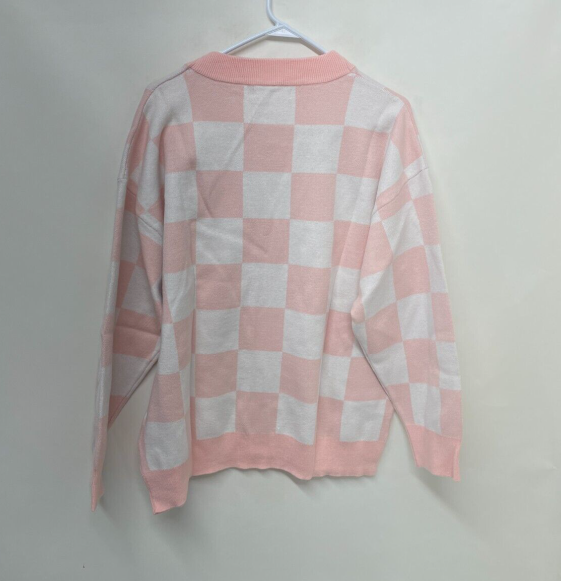 Snbl Women's L Checkered Octopus Embroidered Cardigan Pink Kirakira World Kawaii