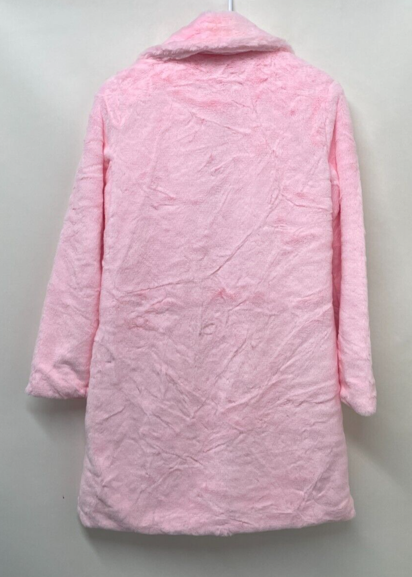LA Coalition Womens M Faux Fur Coat Long Jacket Baby Pink Plush