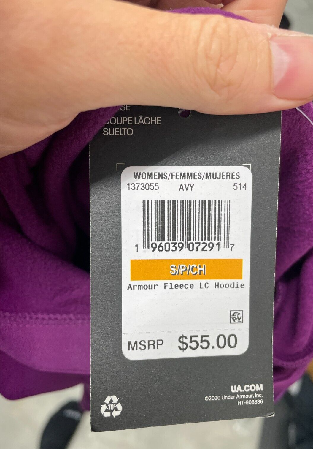 Under Armour Women's S Armour Fleece Left Chest Hoodie Rivalry/Black 1373055 NWT