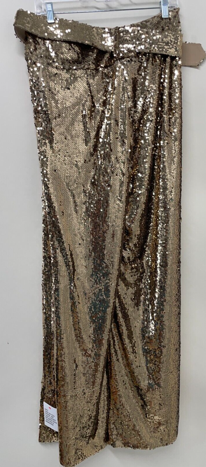 ASOS LUXE Womens 10 Co-ord Sequin Wide Leg High-Rise Trouser Gold 120624629