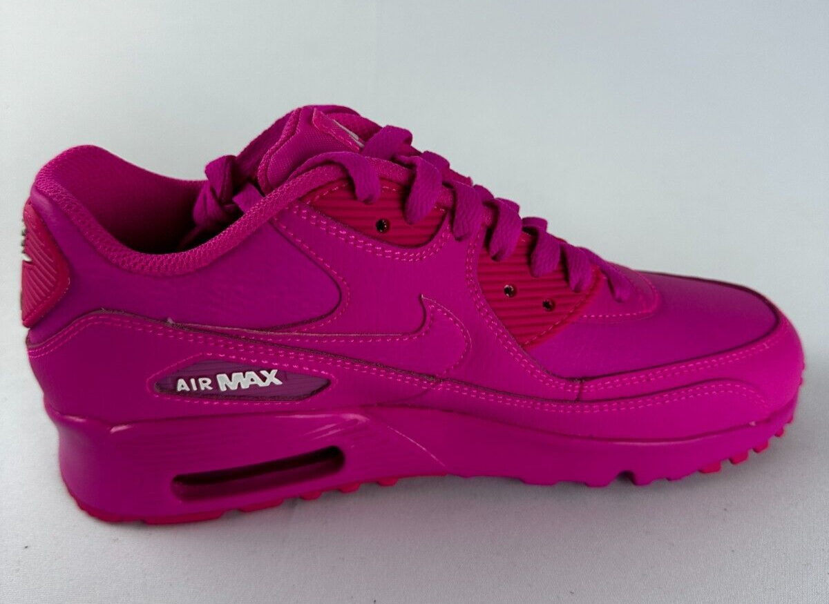 Nike Kids 4.5Y Air Max 90 LTR GS Laser Fuchsia Lifestyle Casual Shoes 833376 603