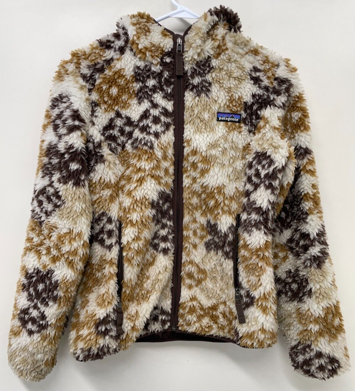 Patagonia Womens S Retro-X Fleece Jacket Brown Hooded Full Zip 23065 Deep Pile