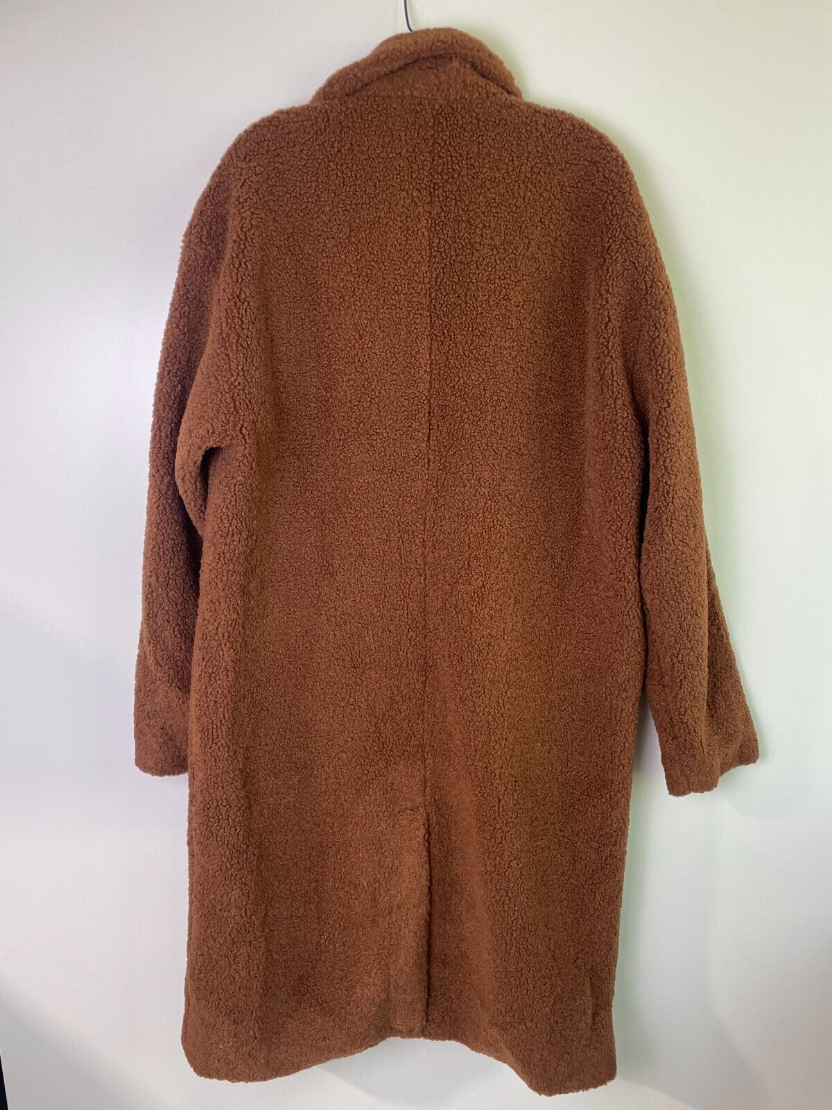 New Look Mens M Borg Revere Collar Jacket Coat Fuzzy Overcoat Rust Brown Teddy