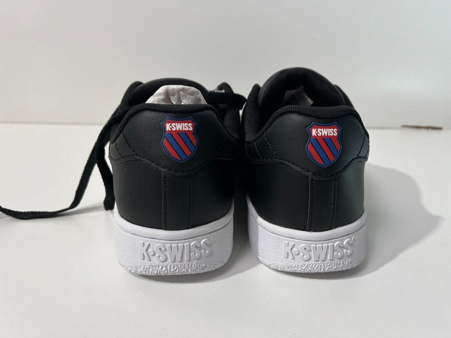 K-Swiss Men's 7.5 Classic PF Lace Up Leather Sneaker Shoes Black White 08505-002