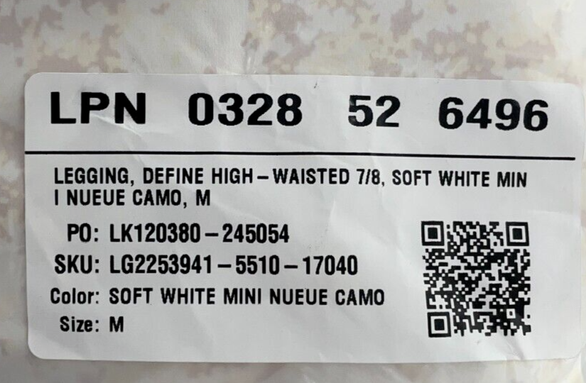 Fabletics Womens M Define High Waisted 7/8 Legging Soft White Mini Nueue Camo