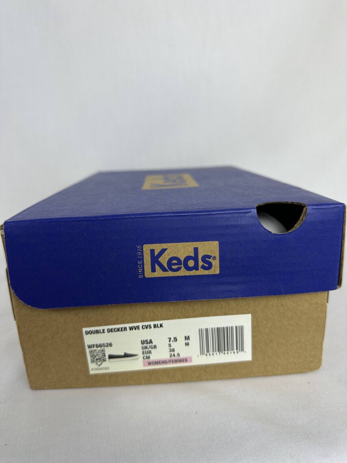 Keds Womens 7.5 Double Decker Wave Canvas Sneakers Black Slip On Low Top WF66526