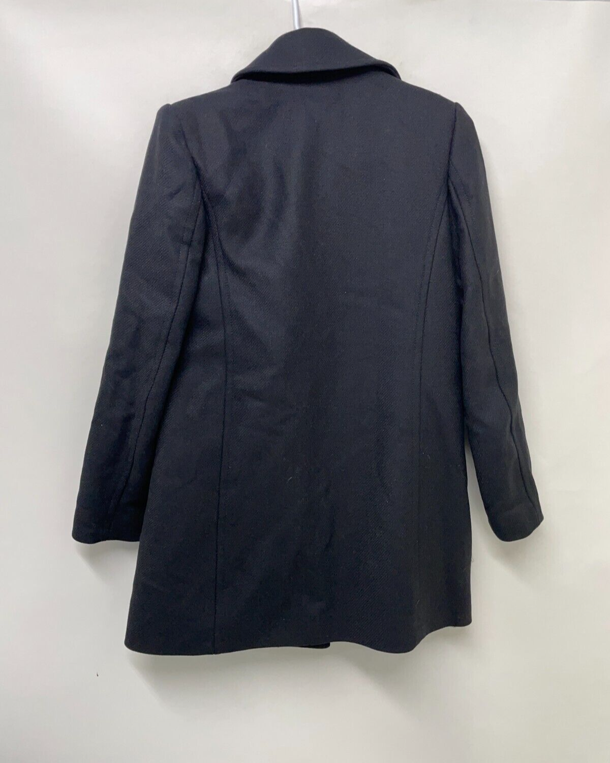 Mango Womens XS Abrigo Pinocho Short Coat Black Double Breasted Wool Blend MNG