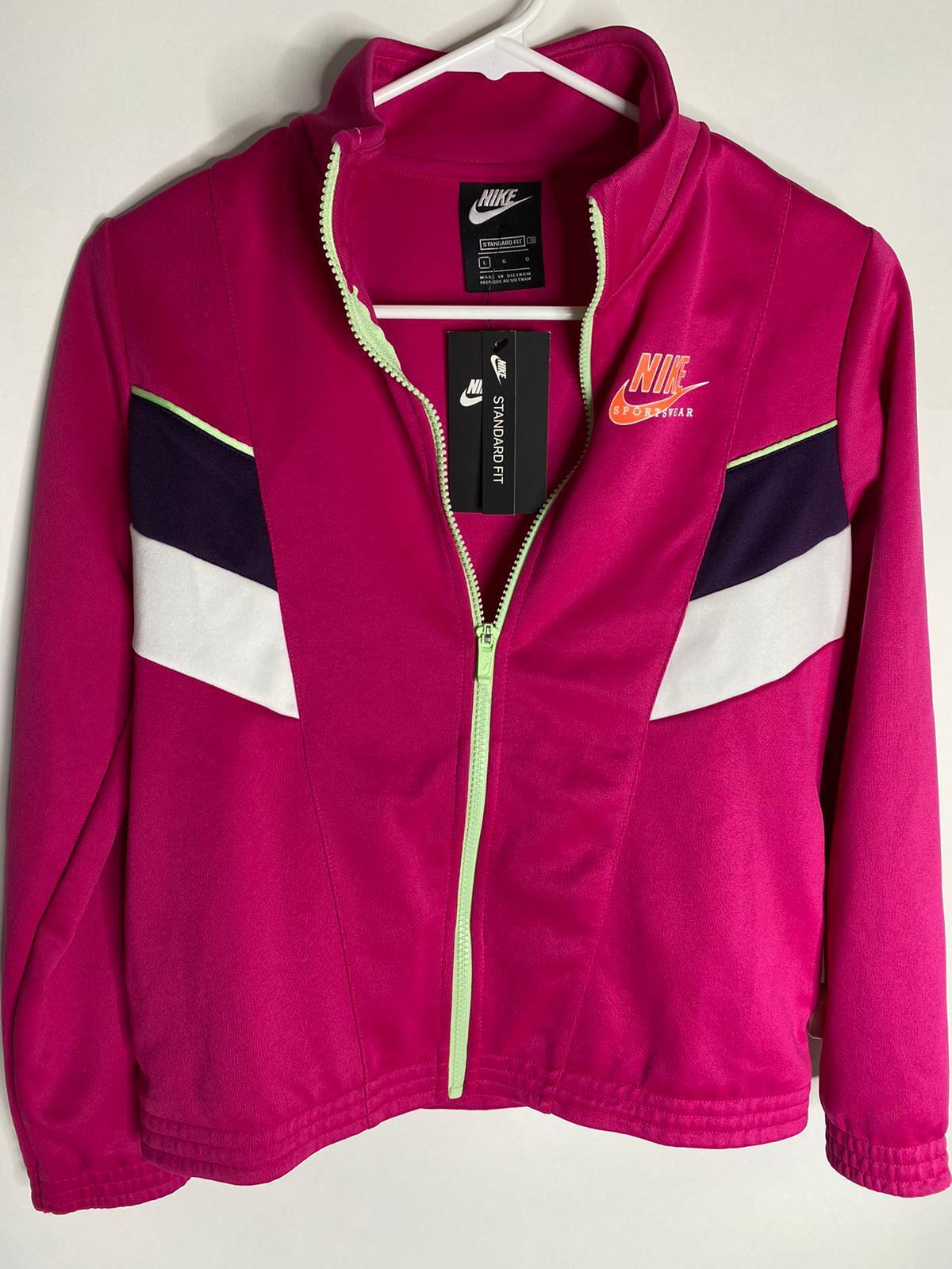 Nike Sportswear Girls Big Kids L NSW Heritage Full Zip Track Jacket Fireberry