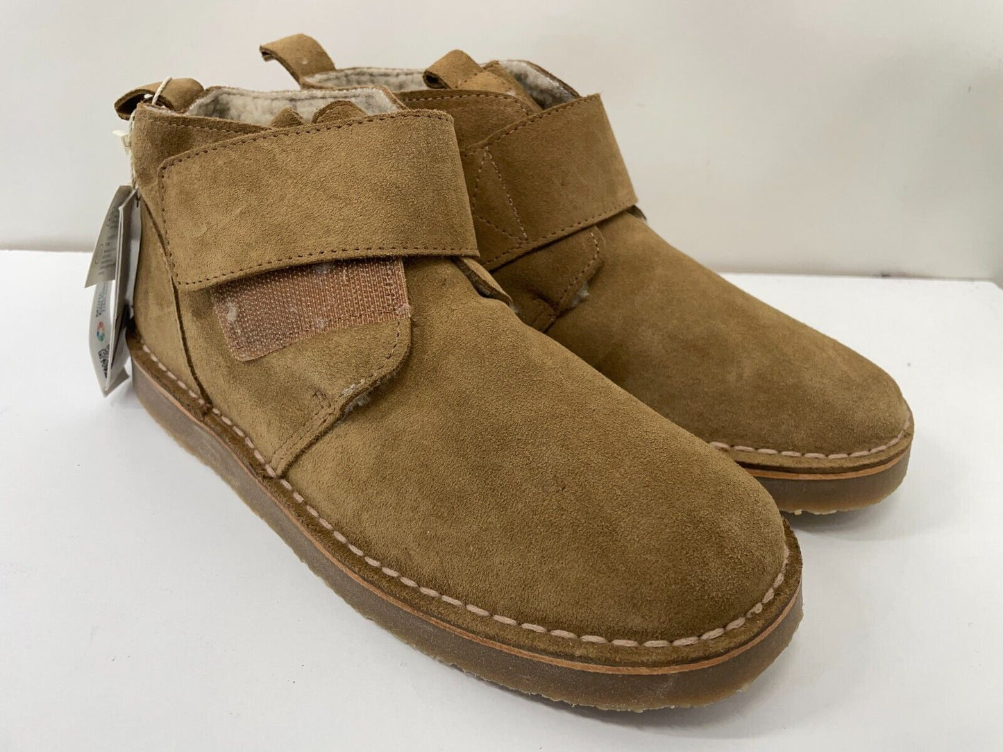 Zara Kids Girls 3.5 Leather Ankle Boots Brown Suede Hook & Loop 1150/030