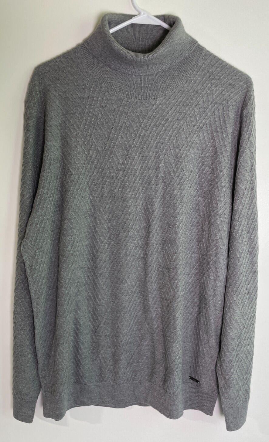 Brax Men's XL Brian Structured Pattern Turtleneck Pullover Sweater Gray Wool