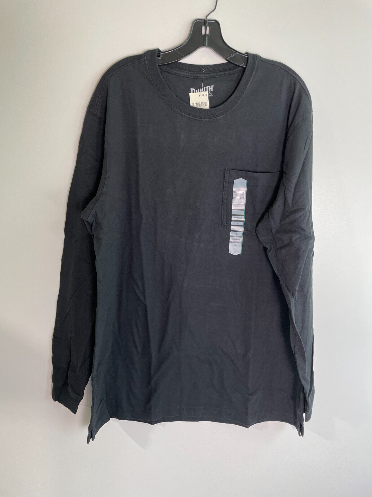 Duluth Mens L Longtail T Standard Fit Long Sleeve Pocket Tee T Shirt Black 80616