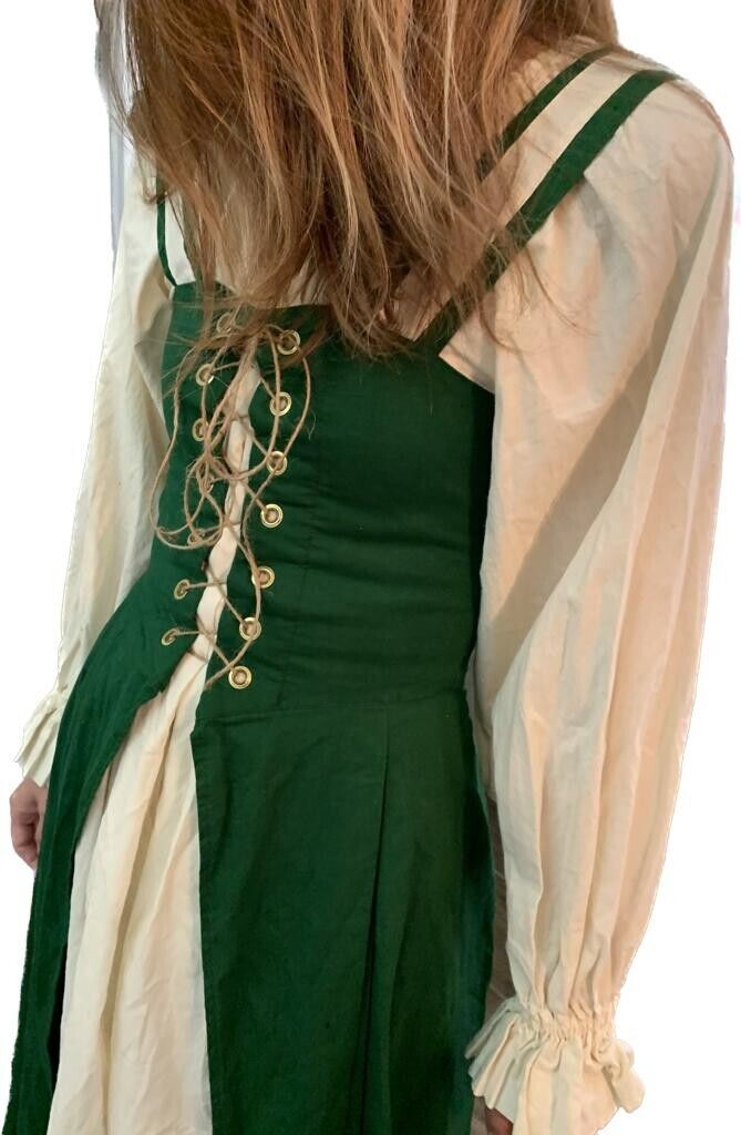 Medieval Faire Magic Myst Womens S Wench Costume Renaissance Peasant Green Dress