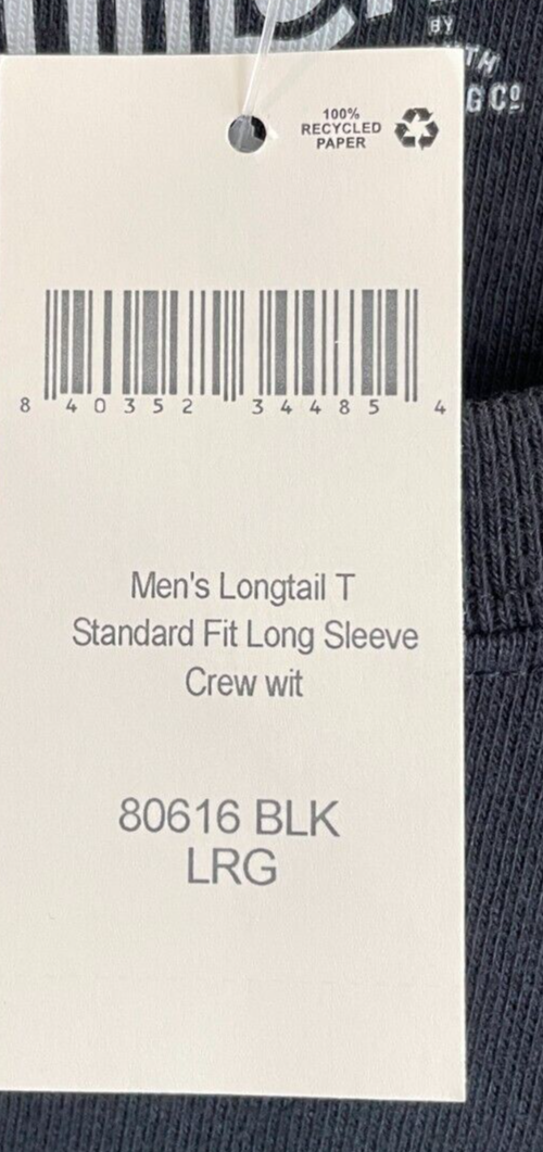 Duluth Mens L Longtail T Standard Fit Long Sleeve Pocket Tee T Shirt Black 80616