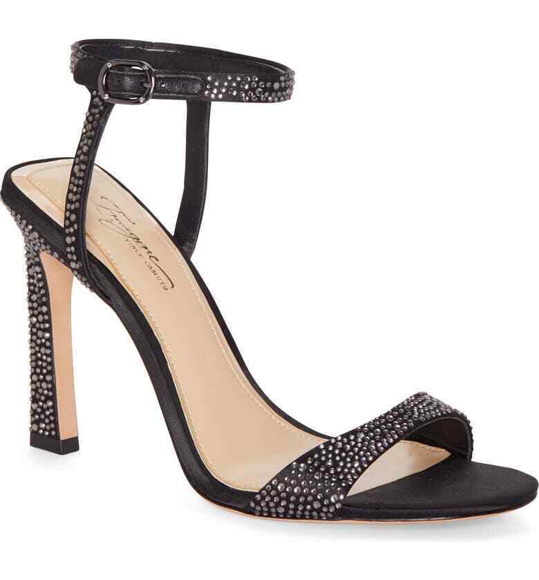 Imagine Vince Camuto Womens 8.5 Black Reshi 3 Embellished Ankle Strap Sandal