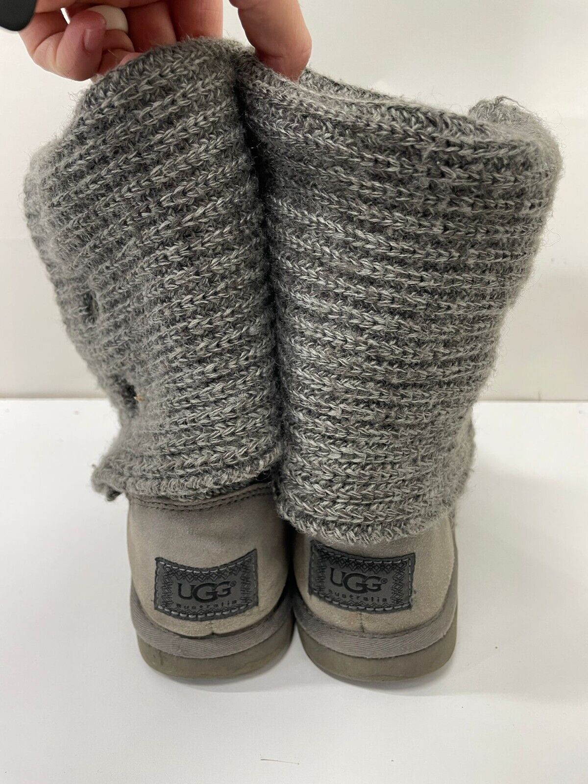 Ugg Australia Womens 7 5819 Classic Cardy Sheepskin Boots Gray Knit