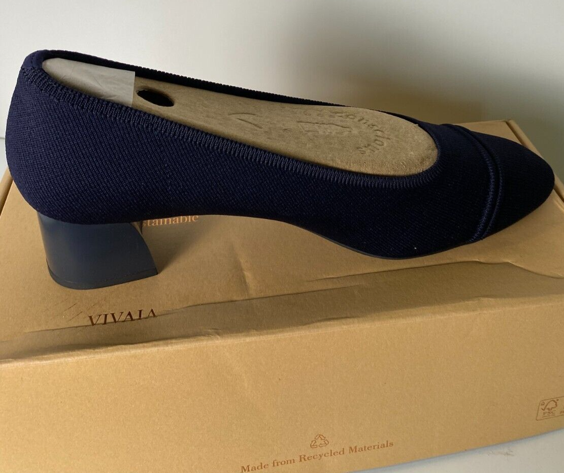 Vivaia Womens 11 EU 43 Julie 2.0 Pro Round-Toe Chunky Block Heel Pump Shoes Navy