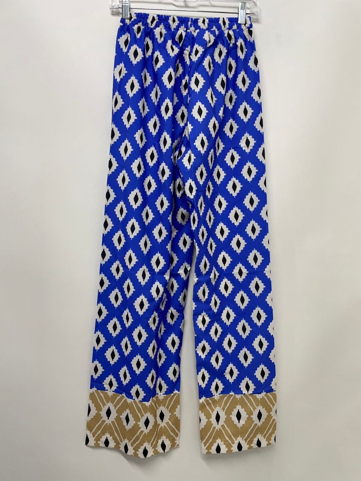 Zara Womens S Drawstring Pull On Pants Geometric Blue 2768/860/200 Palazzo