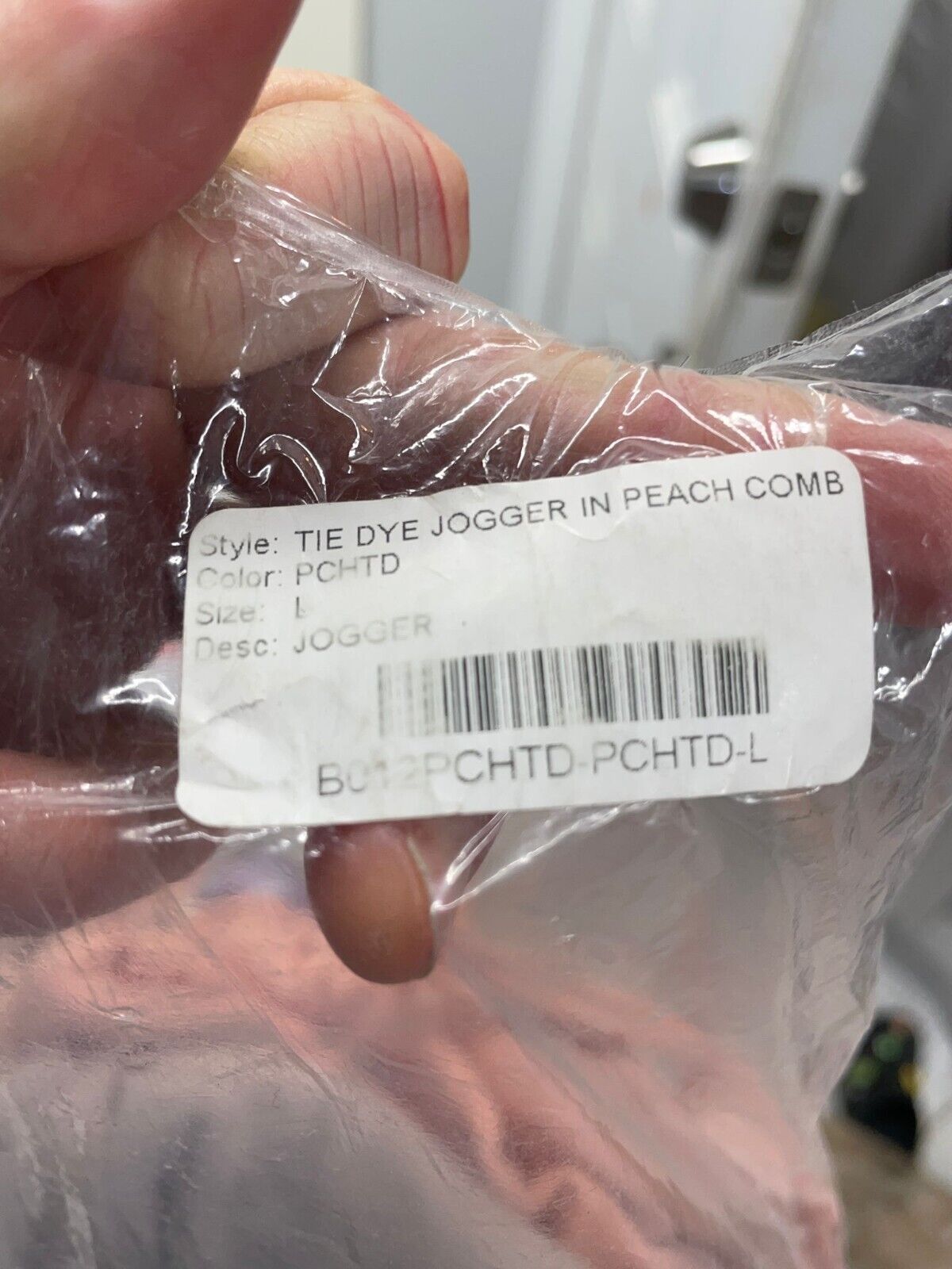 Daydreamer Women L Drawstring Cotton Tie Dye Sweatpants Jogger Pants Peach Combo