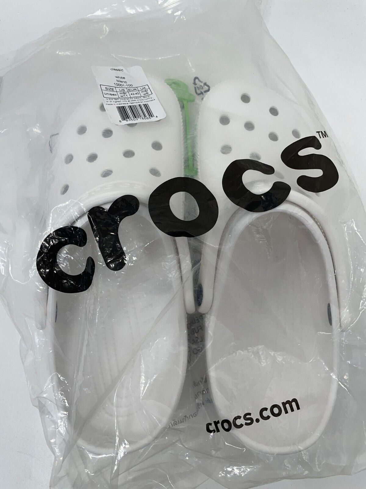 Crocs Unisex M9 W11 Classic Clogs White Comfort Water-Friendly 10001-100 Mens