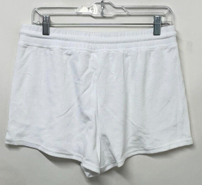 Fabletics Womens M Island Terry Short Short Bright White Drawstring 2" Beach NWT