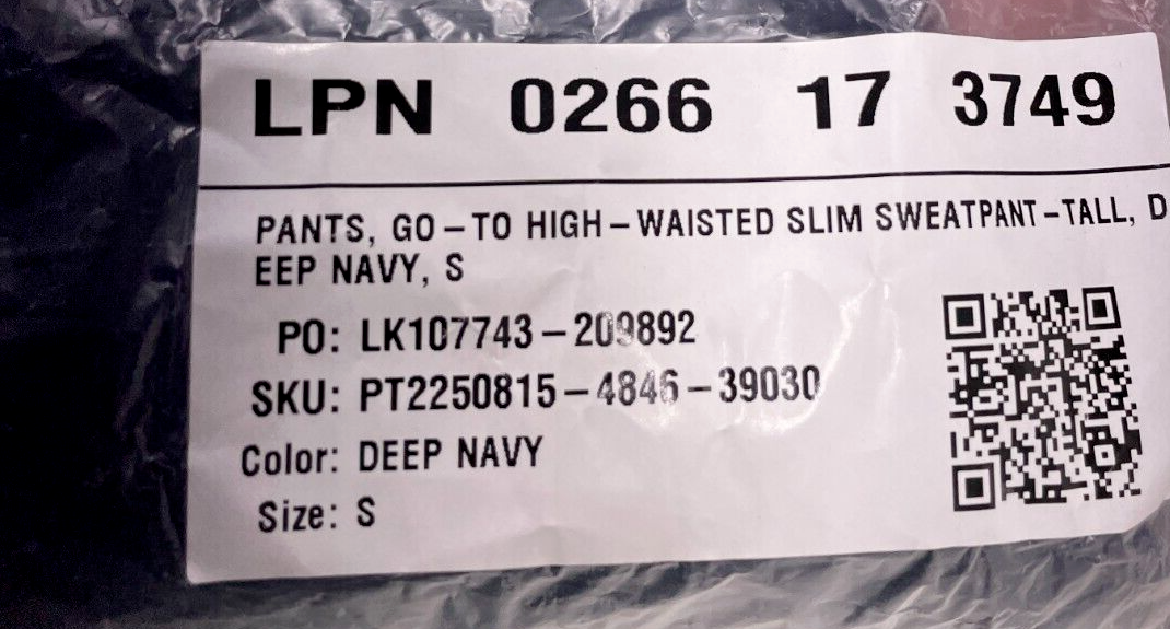 Fabletics Womens S Go-To Slim Sweatpant Tall Deep Navy High Waist PT2250815-4846