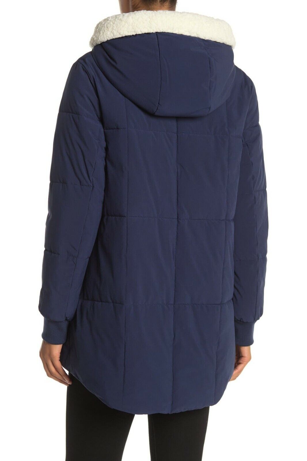 Marc New York Womens S Navy Faux Shearling Lined Hooded Puffer Coat Jacket NWT