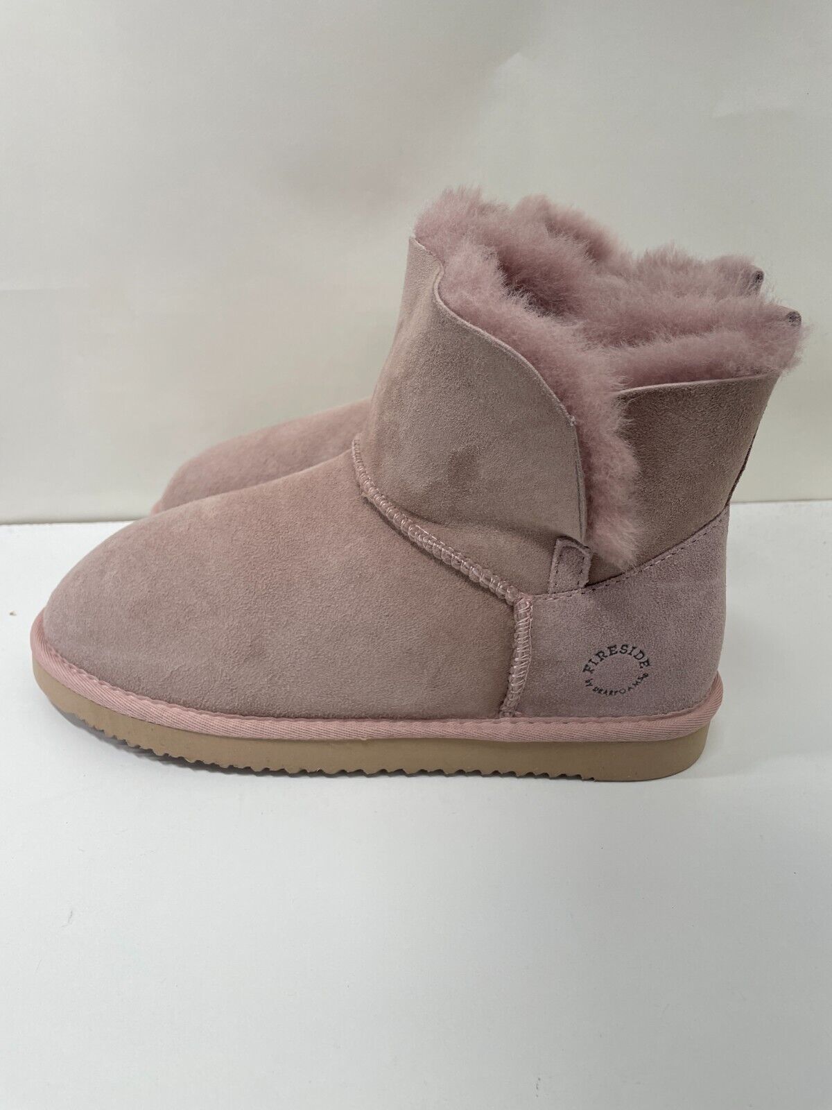 Fireside by Dearfoams Womens 10 Perth Genuine Shearling Foldover Boot Slipper