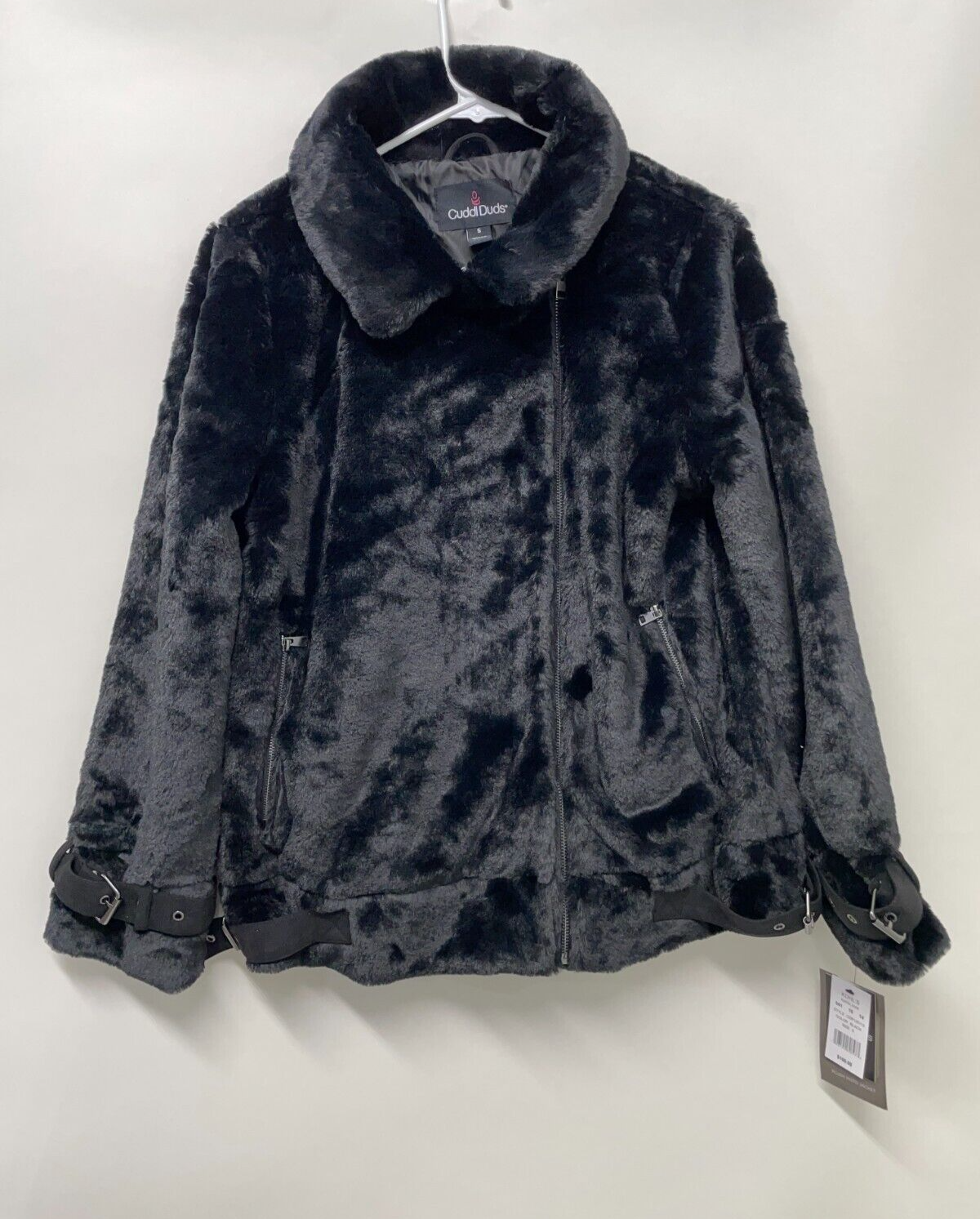 Cuddl Duds Women's S Plush Moto Jacket Black Full Zip Relaxed Fit CD8125113 NWT