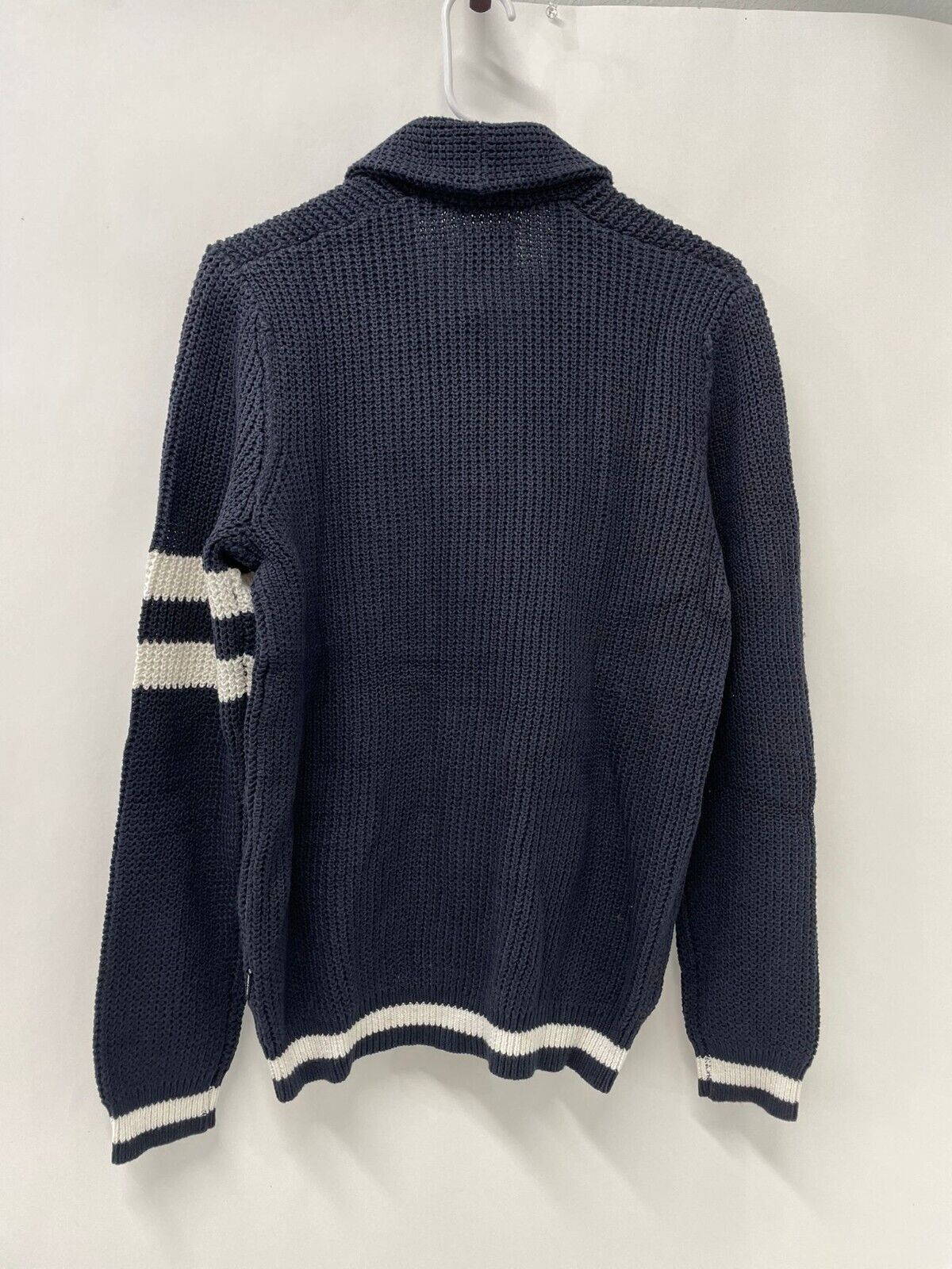 Only & Sons Mens M ASOS Onswalder Knit Cardigan Tipped Shawl Collar Sweater Navy