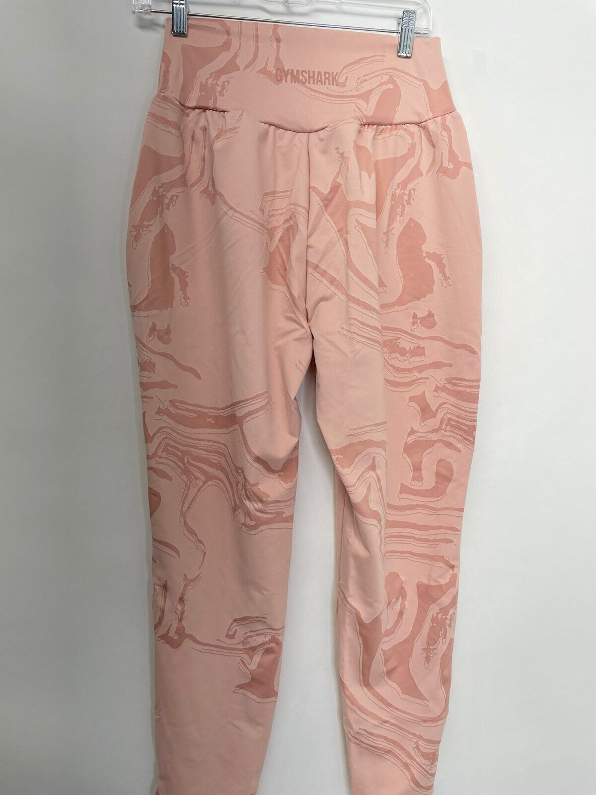 Gymshark Womens M GS Power Bottoms Light Pink Marble Print Gym Pants
