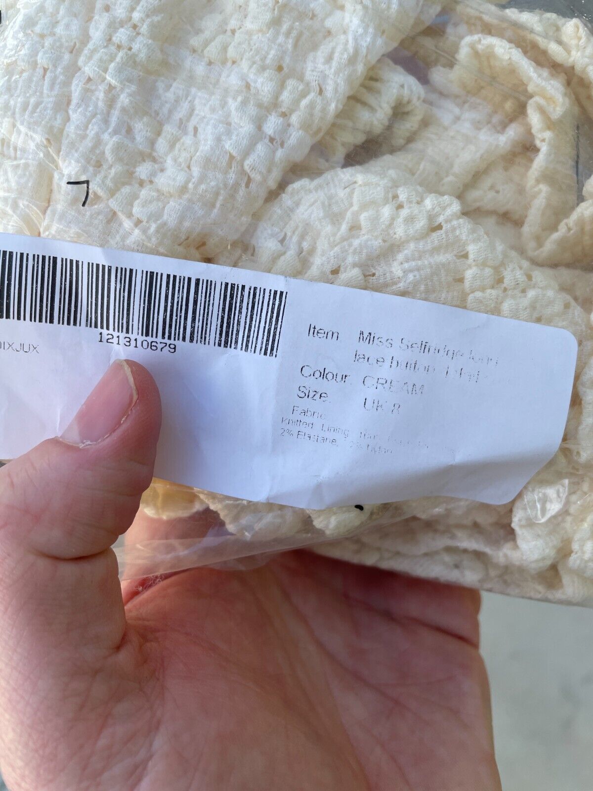 ASOS Womens 4 Miss Selfridge Long Sleeve Lace Button Detail Crop Top Ivory